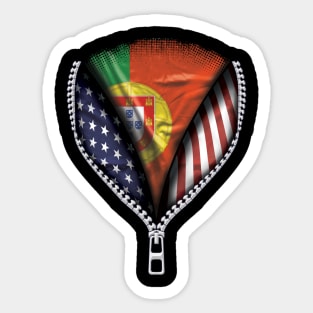 Portuguese Flag  Portugal Flag American Flag Zip Down - Gift for Portuguese From Portugal Sticker